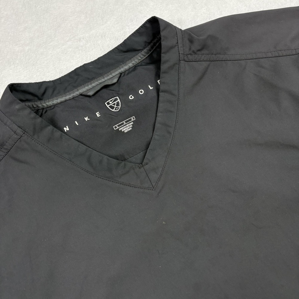 Nike Jacket Mens L Black Windbreaker Lined Golf Pullover Elastic Waist